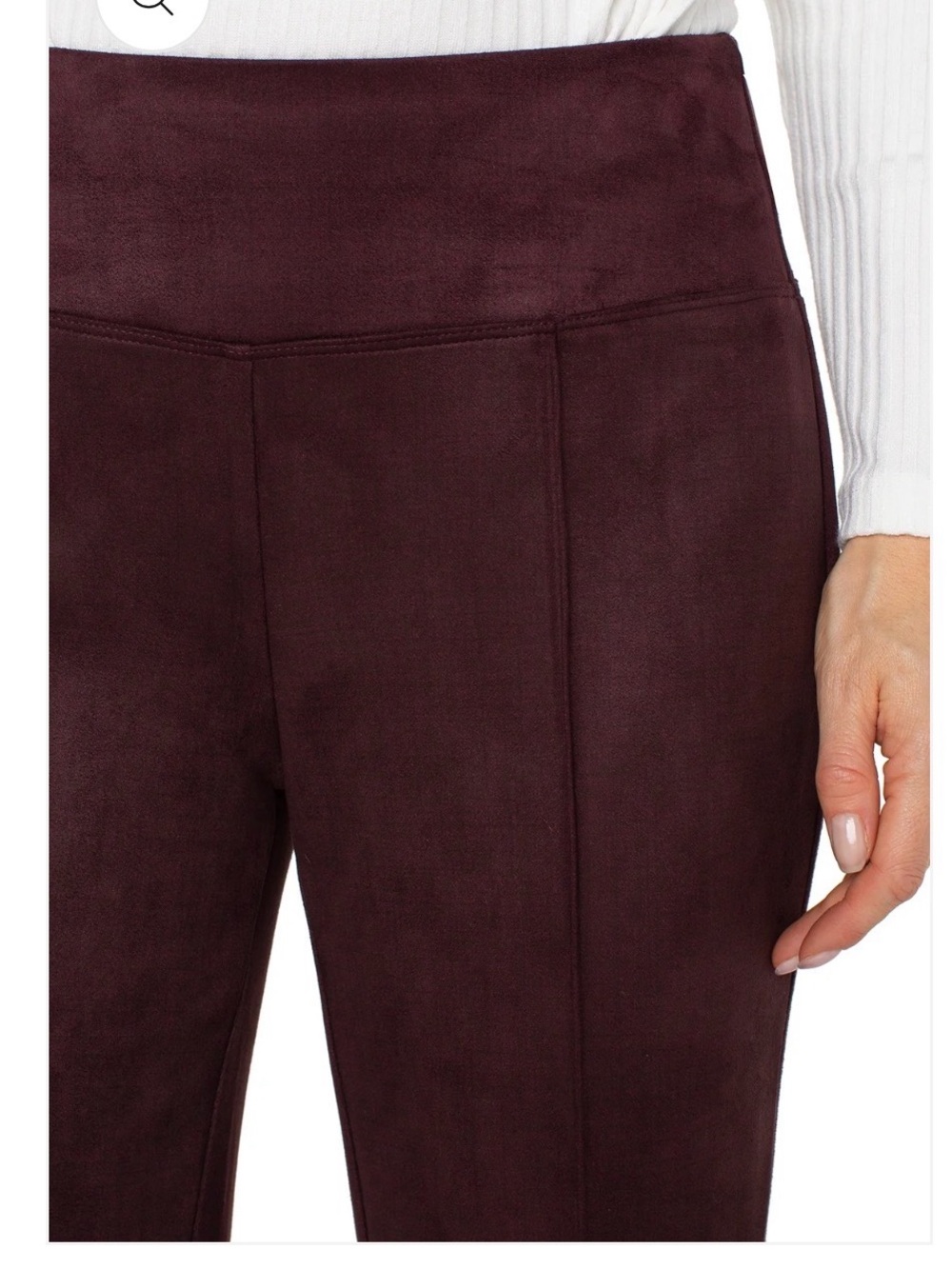 Liverpool Pants Large Pearl Full Length Flare with Pintucks Dark Oxblood - Picture 3 of 3
